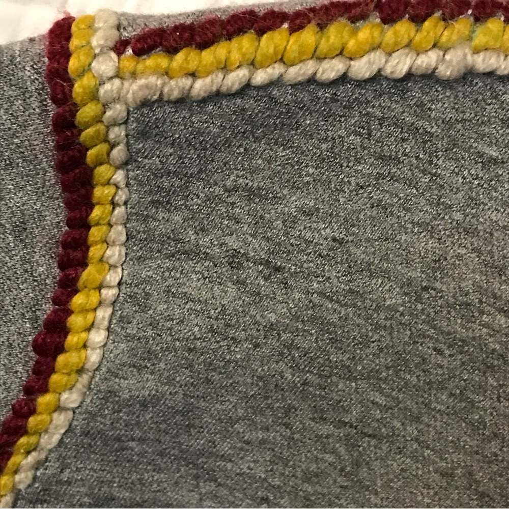 MILE(S) BY MADEWELL GREY CROPPED SWEATER WITH DECORATIVE KNIT ON SHOULDERS - Picture 3 of 7